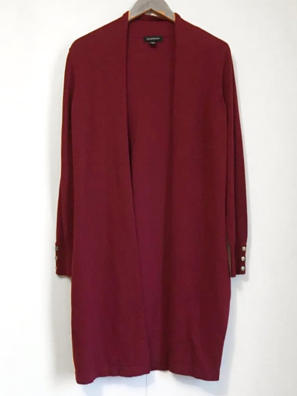 Le Château Long Burgundy Open Front Duster Cardigan Viscose Blend S
